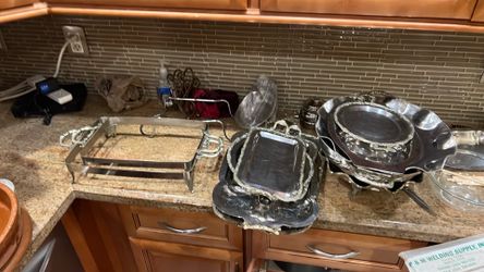 Stainless tray and serving set