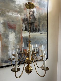 Vintage EJS Lighting 10-light Two Tier Brass Williamsburg Colonial Style Traditional Chandelier