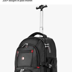 21x14x9 Rolling Backpack with Wheels - Water-Resistant, 17.3" Laptop Compartment, Ideal Carry-On for Overnight Travel, College, Work, Coummute - Wheel