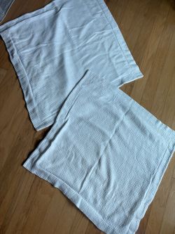 DOCOFIL White Cotton Textures Queen Pillow Shams Set Made In Portugal 28” Square