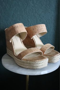 Jessica Simpson Cork Platform Espadrille Wedge Sandals