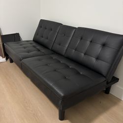 Black Couch Sofa to Futon (Great Condition)