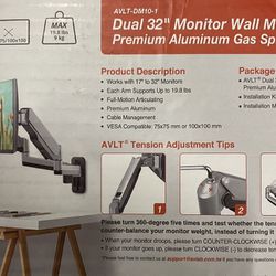 AVLT Dual 32” Monitor Wall Mount