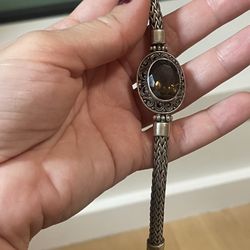 vintage 1950s silver bracelet With Smoky Quartz 