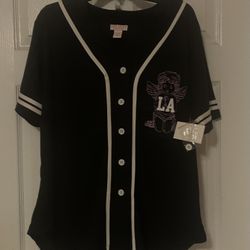 Brand New Ladies Black/White Button Up Top Size Large