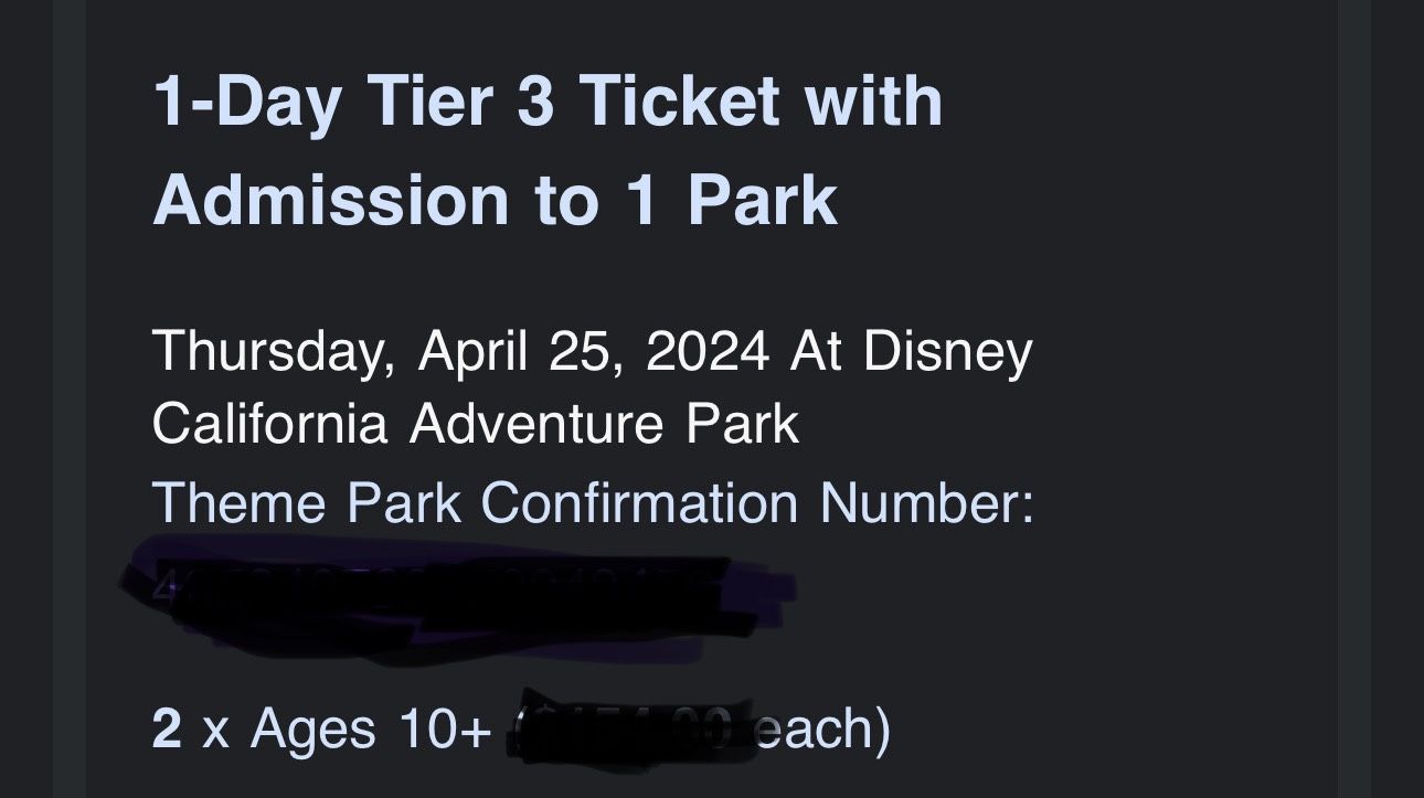 2 Adult Disneyland Tickets (digital)