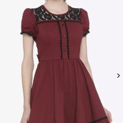 Burgundy & Black Lace Panel Dress