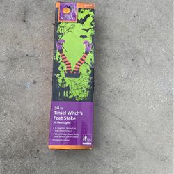 34in Tinsel Witches Feet Stake (Halloween)