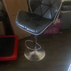 Black Leather High Stool Chair 