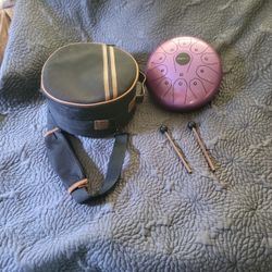Huedrum Stealtongue drum with case and sticks