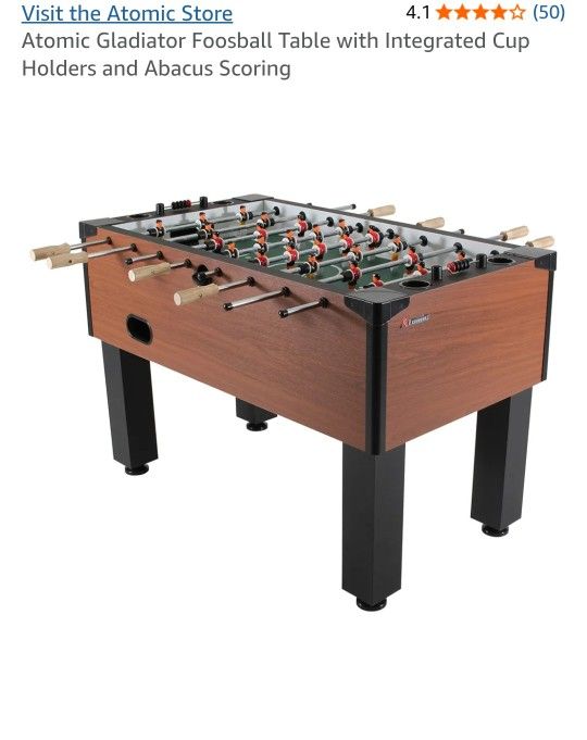 Atomic Gladiator Foosball Table with
Integrated Cup Holders and Abacus