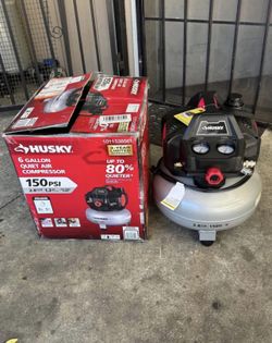 Husky 6 Gal. 150 PSI Portable Electric Oil-Free Quiet Jobsite Pancake Air Compressor with Aluminum