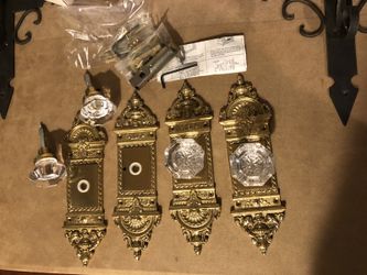Solid Brass Door Plates w/ Crystal like Knobs