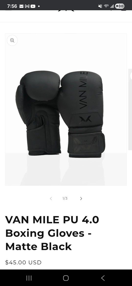 Boxing Glove FinVAN MILE PU 4.0 Boxing Gloves - Matte Black 12 0z
