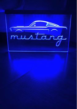 MUSTANG LED NEON BLUE LIGHT SIGN 8x12