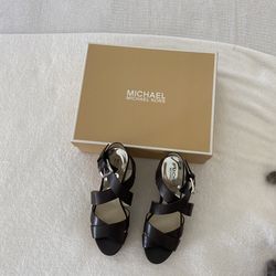 Michael Kors Chocolate Brown Leather Snd Suade Sandals