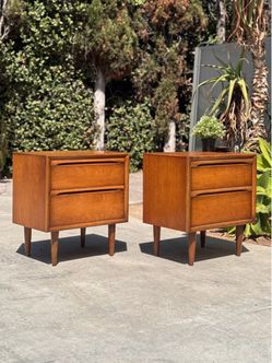 Pair Mid Century Modern Vintage 1960s Nightstands Set | John M. Smyth