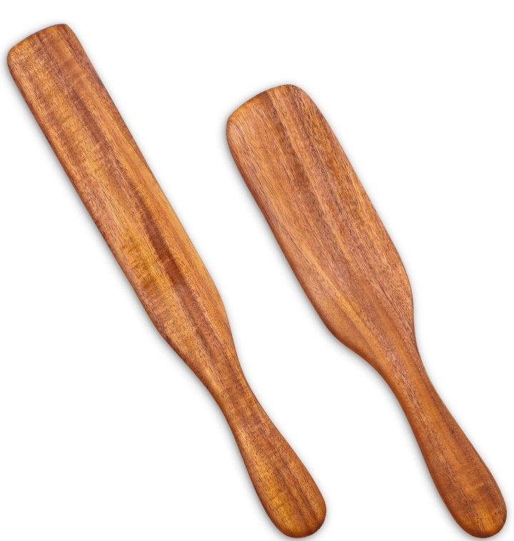 2PCS Wooden Spurtles Set – 11" & 9" Acacia Kitchen Dough & Baking Tools
