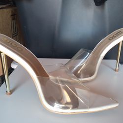NEW Women’s Ego Shoes Neema Perspex Clear Heel White Patent Leather