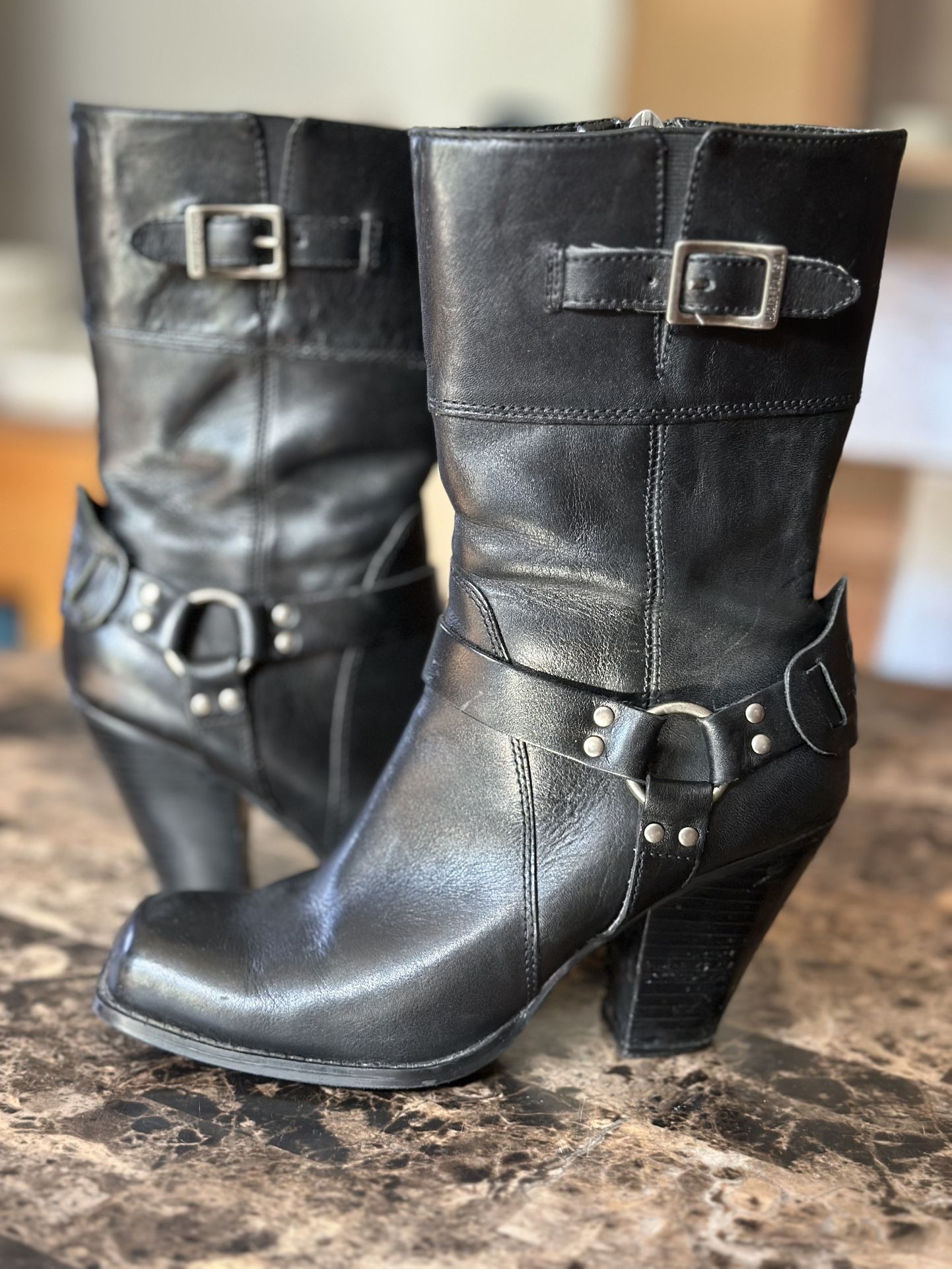 Harley Davidson DARLA HARNESS Women's High Healed Boots Size 7 Stock 84088