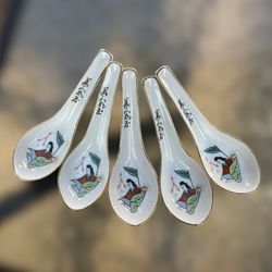 5 - Antique Chinese Export Porcelain Spoon Soup Qing Dynasty / Republic Era