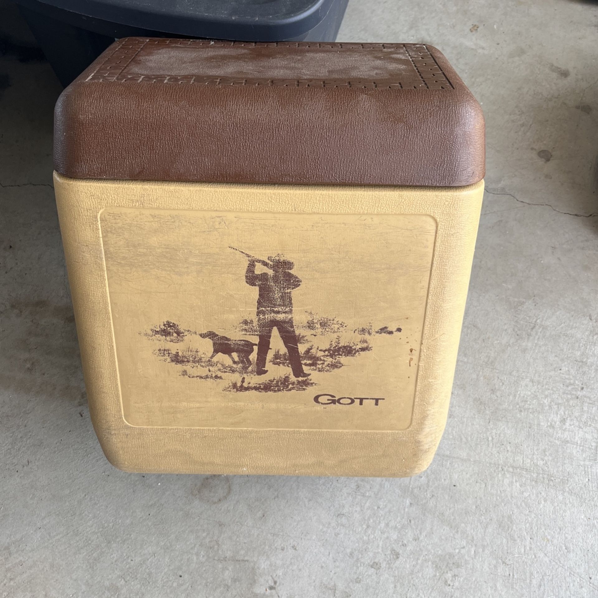 Fishing Hunting Picture Cooler Antique