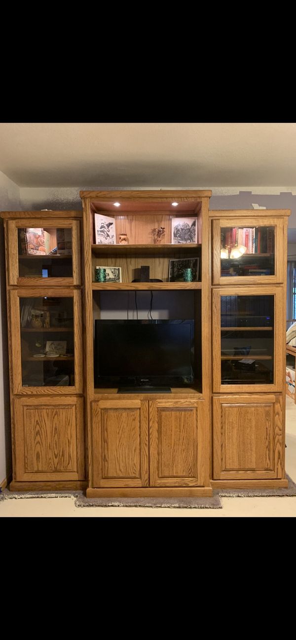 Woodley’s fine furniture solid oak entertainment center for Sale in