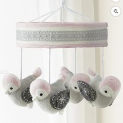 Levtex Baby Lullabies Elise Grey and Pink Bird Mobile