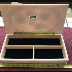 Large Vintage Stone Cat Jewelry Box Signed By Artist. 