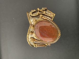 Vintage Agate Silver and Gold Colored Chunky Bracelet