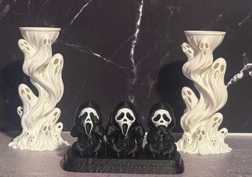 3D Printed Halloween Ghost Decor Set