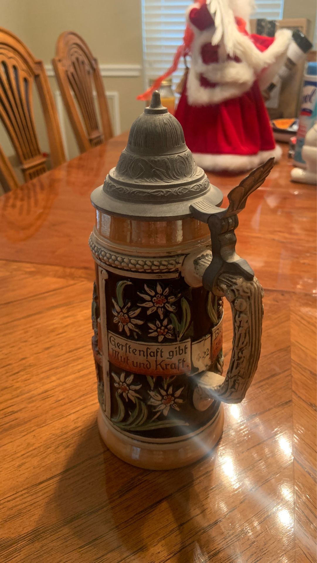Vintage German Pewter Lidded Beer Stein