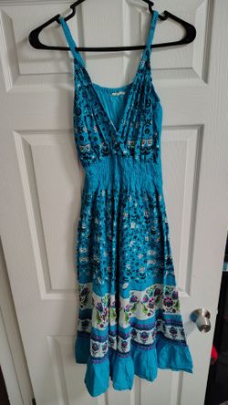 Teal Floral Sundress with Smocked Waist