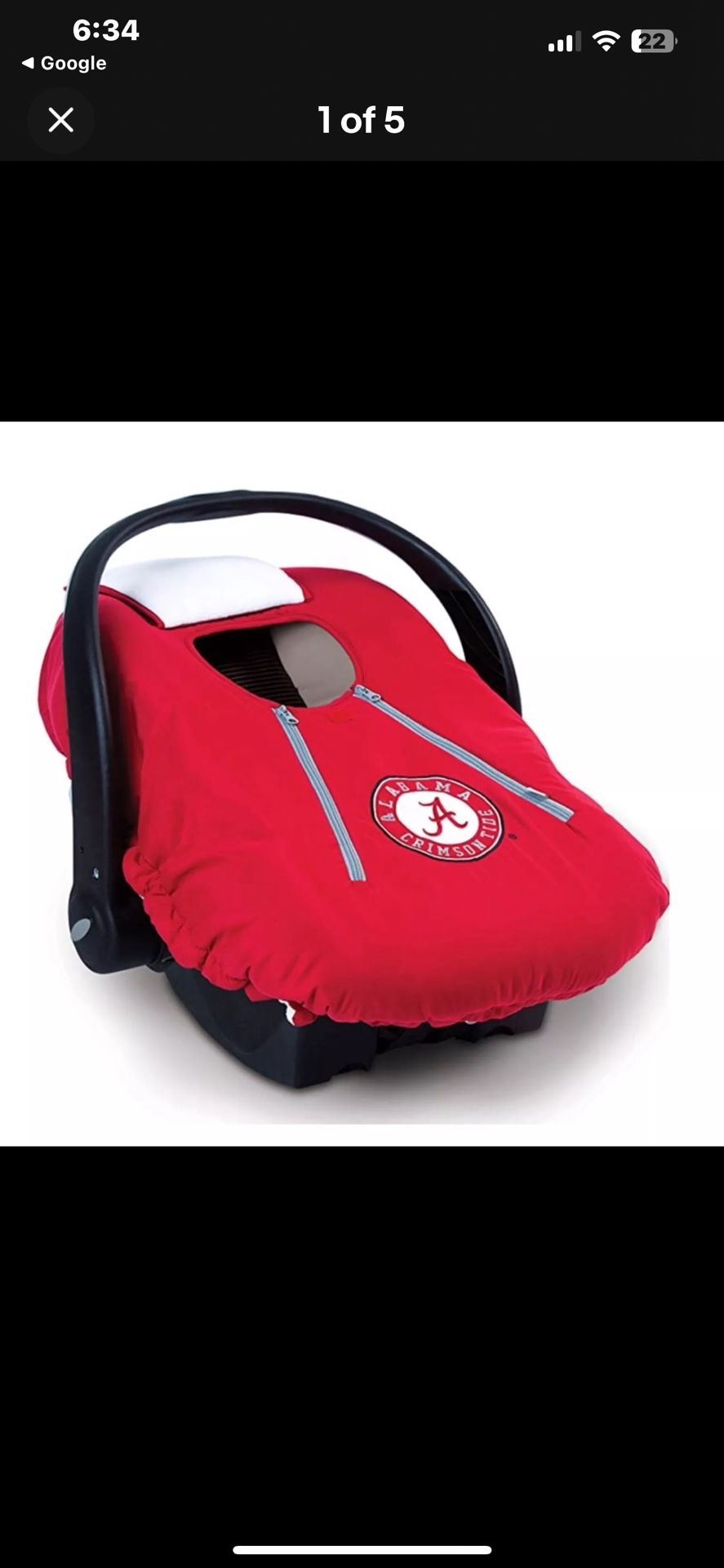 NCAA Alabama Crimson Tide Cozy Cover Infant Carrier Cover Tailgating GameDay 