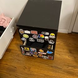 Small Black  Nightstand W/two Drawers