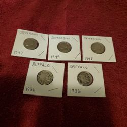 Lot Of 5    Nickels 
