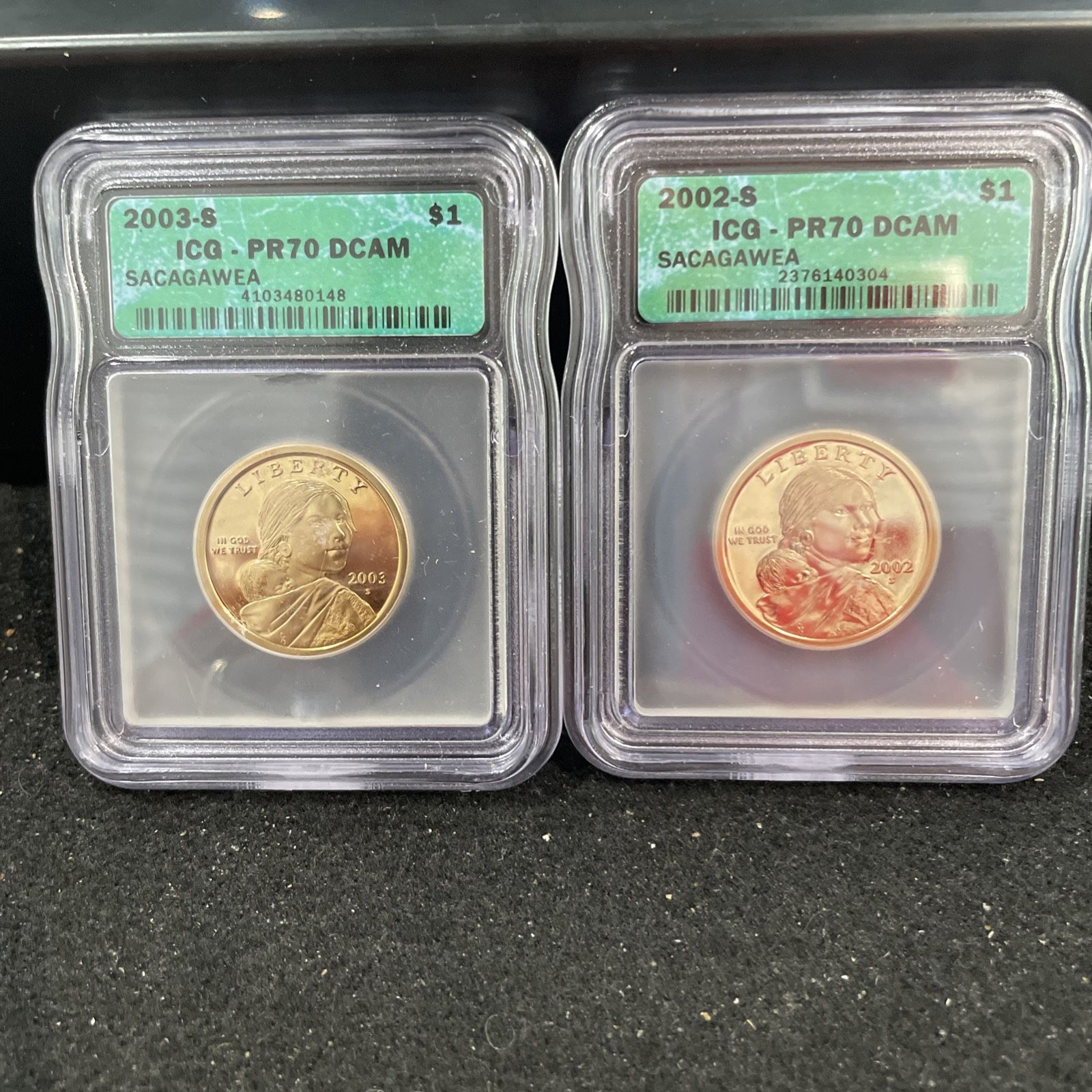 2002 & 2003 Gem Proof Native American Dollars All Graded At PR70 DCAM By ICG