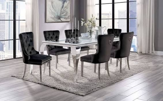 7PC Tempered Glass Dining Table Set Different Colors