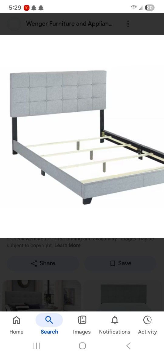NEW IN BOX GRAY FULL BED FRAME