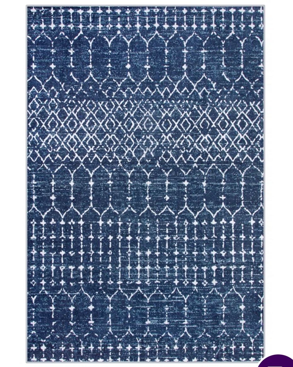 Navy Machine Washable Rug Barely Used 1 Month8X10 
