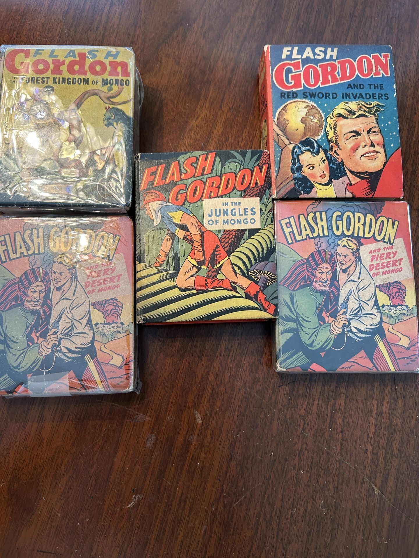 Flash Gordon collection of five big and batter Little Books circa 1940s science fiction children’s books