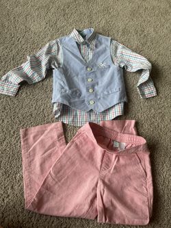 Little Boys Vest, Shirt, Pants 3 Piece Set
