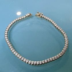 14k Yellow Gold Cubic Zirconia Tennis Bracelet