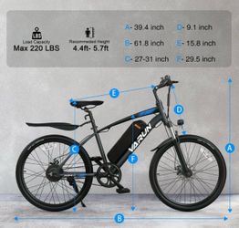 VARUN 24-inch Electric Mountain Bike, City Bike, 350W Motor with 36V 7.8AH Removable Battery, Single Speed E-Bike, Front Suspension and Dual Disc Mech