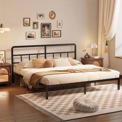 California King Metal Bed Frame with Headboard