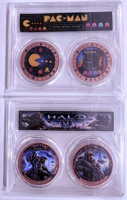 Pac-Man & Halo Collector Copper Coin Sets