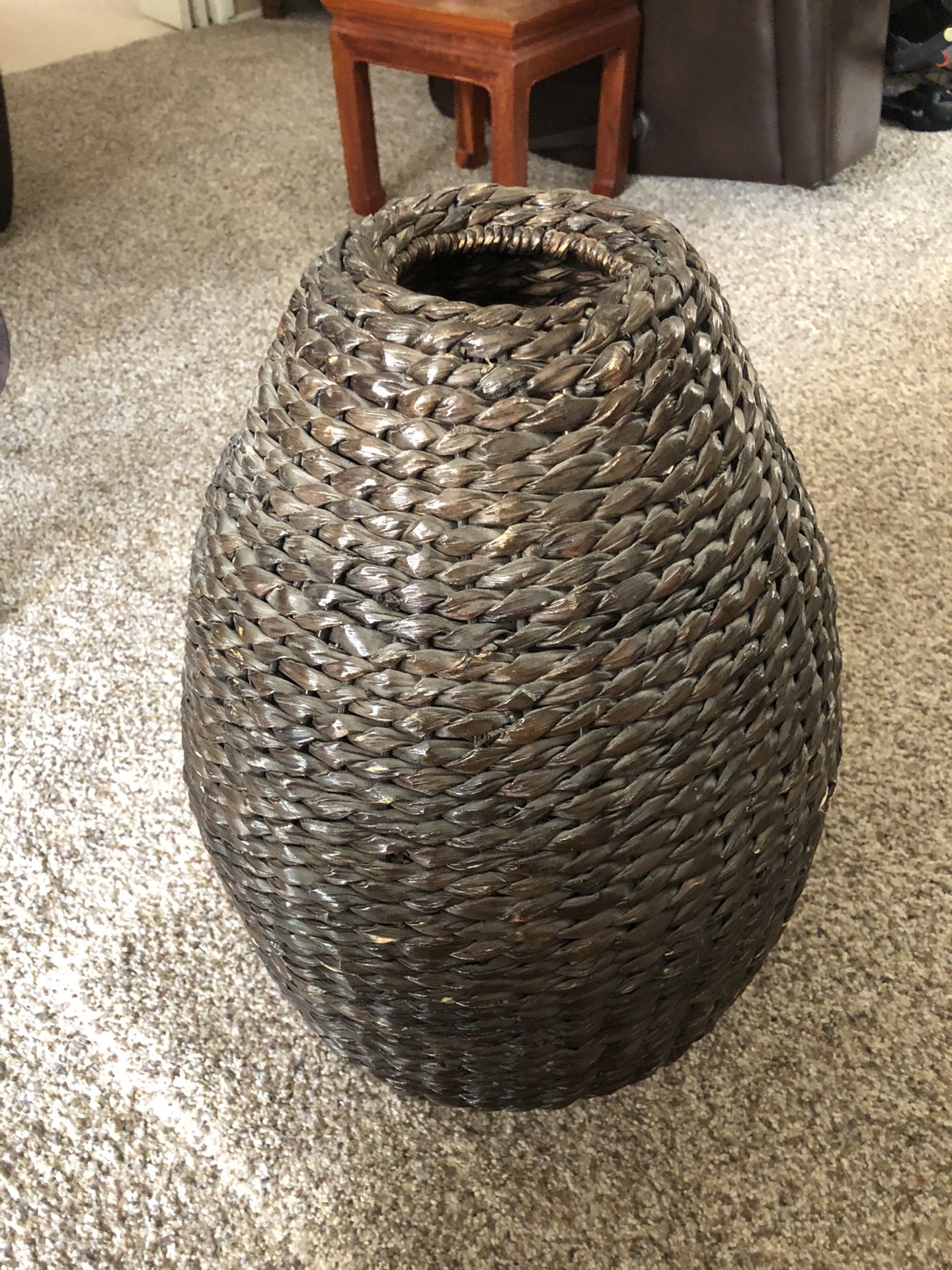 Decorative Dark Brown Woven Basket/Vase