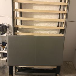 Kids bed with matress leather sides and headboard