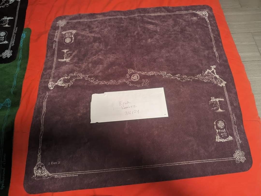 2014 Purple White Spellground Classic 26"x26" 2 Player Playmat from Khalsa Brain games.