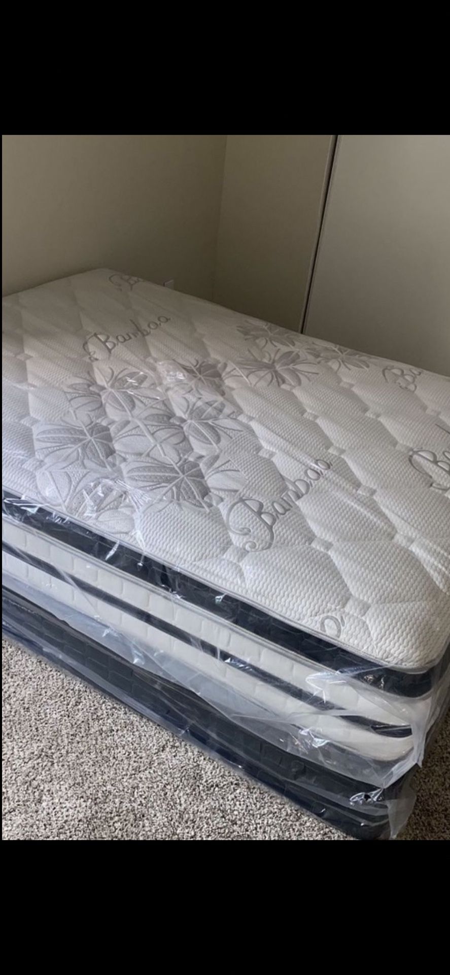 BRAND NEW “LUXURY EURO PILLOW TOP BAMBOO” MATTRESSES 💯 COLCHONES NUEVOS PILLOW TOP 💯 💥12 inches thick 💥 Queen $200❌ $260 With Box Spring 💥 FUL